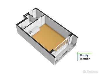 Pronájem nového bytu 1+kk s balkonem, ca 48 m 2,  LBC