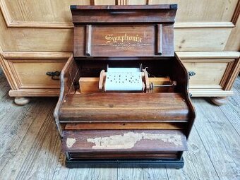 Starožitný hrací stroj, flašinet SYMPHONIA, 1890