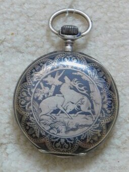 Celostříbrné tulou zdobené tříplášťové raritní kapesní hodin
