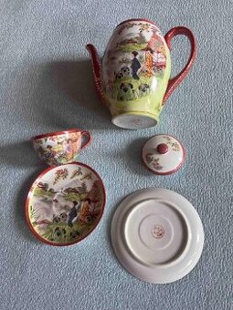 17 DÍLŮ, KOMPLETNÍ STARÝ ČÍNSKÝ MALOVANÝ PORCELÁNOVÝ SERVIS