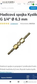 Hadicová spojka- Kyslík