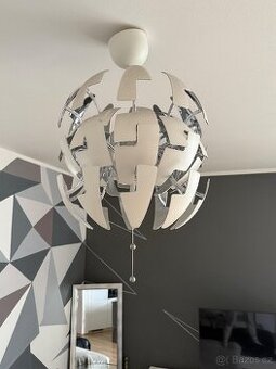 Závěsná lampa, bílá/stříbrná