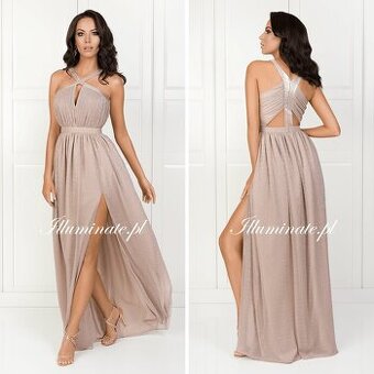 Zlaté třpytivé šaty na ples XS