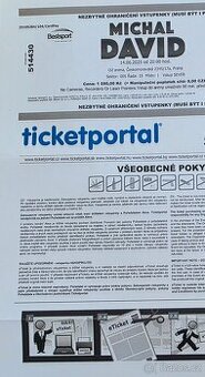 Prodám dvě vstupenky na koncert Michala Davida