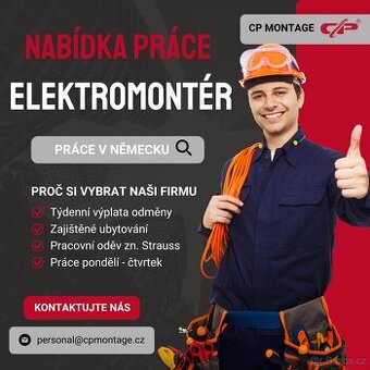 Elektrikář s týdenní výplatou do Bavorska - práce jen PO-ČT