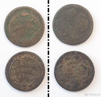 2 ks mince: 1 greschl (1760, Rakousko)