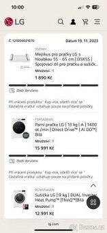 Parni pracka LG 13kg nebo cely set