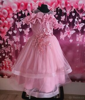 Dívčí pudrově růžové šatičky