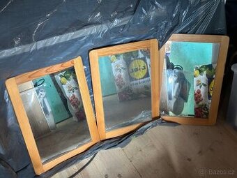 3ks zrcadlo retro vintage, dřevěný rám, rozměr 54x39cm