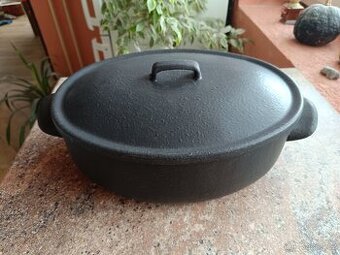 Oválný pekáč s poklicí – modrý smalt Belis/Sfinx, 32 cm