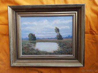 OBRAZ ak.malíř Václav Vejr – Blata, perfekt stav, sklo