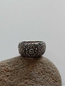 Ag prsten s markazity starožitný