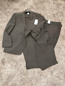 Nový tmavě šedý oblek z C&A - sako, kalhoty, vesta - vel. 56