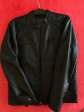 Pánská jarní bunda z ekokůže- černá- M