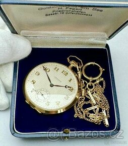 14K CELO ZLATÉ PÁNSKÉ KAPESNÍ HODINKY SILVANA S ETUI