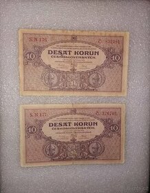 2x10 kč 1927,2 po sobě jdoucí série, jedny z posledních séri