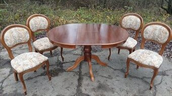 Masivní rozkládací stůl + 4x baroktní starožitné židle