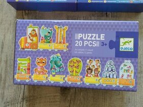 Dětské puzzle Djeco - vláček se zvířátky (čísla) - 20pcs