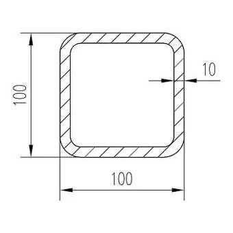 Čtvercový jekl 100 x 100x 10 mm