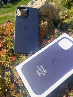Kryt Apple iPhone 14 - originál Pravá kůže - Tmavě modré