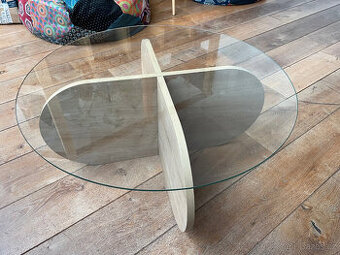 Nový stolek BUBBLE dub safírový/tvrzené sklo