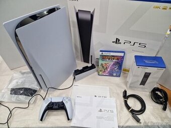 Playstation 5 s mechanikou + hra + nabíjecí stanice + kabelá
