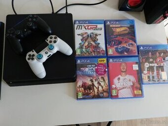 PlayStation 4 slim + 5 her/2 ovladače