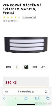 VENKOVNÍ NÁSTĚNNÉ SVÍTIDLO MADRID ČERNÁ