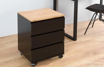 Moebel Living Černý dřevěný kontejner na kolečkách  Dirk