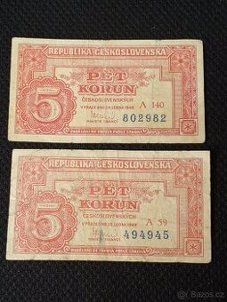 2 x 5 koruna 1949 - 1