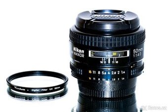 Nikon AF Nikkor 50mm 1,4D + UV filtr TOP STAV