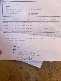 Prodam pneu na plechu na jednu zimni sezonu