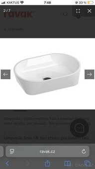 Volně stojící umyvadlo Solo Ravak