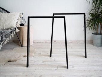 Úzká Železná Industrial Podnož Stolová Noha do A 2ks Černá