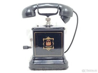 Retro smaltovaný telefon JYDSK s kličkou