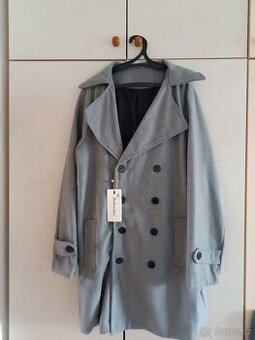 Šedý pánský elegantní kabát XXL