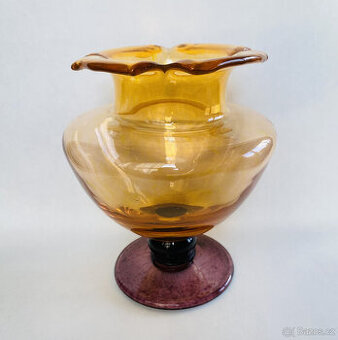 Autorská velká váza 22 cm, hutní sklo, Ivan Štefánik