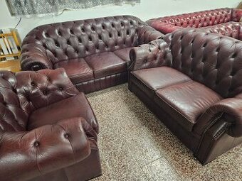 CHESTERFIELD ŠTÝL,KOŽENÁ 3+2+1 SEDAČKA,NEROZŤAHOVACIA