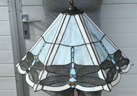 Tiffany lustr vážky vitrážové sklo a mosaz - 1
