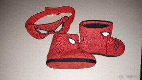 Spider man papuče + maska velikost 20-22 , délka 14cm