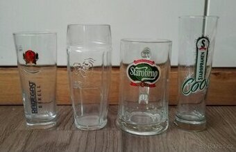 Sklenice, ušáky- Staropramen, Birell, Starobrno, Kozel