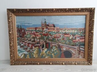 Ručně vyšívaný obraz Praha - Hradčany