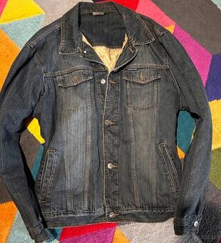 CAMARGUE PÁNSKÁ ZATEPLENÁ JEANS-DŽÍSKA-BUNDA XL(XL-XXL)💪🏽