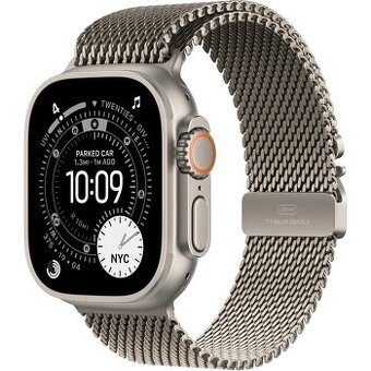 Apple Watch Ultra 49mm, milánský tah z přírodního titanu