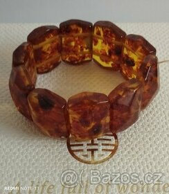 jantar náramek 3cm kameny 152gr. luxusní kousek, masivní