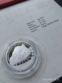 Stříbrná mince Parní lokomotiva 387.0
