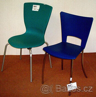 Židle jídelní kovová s plast.zeleným sedákem a opěrákem (sko