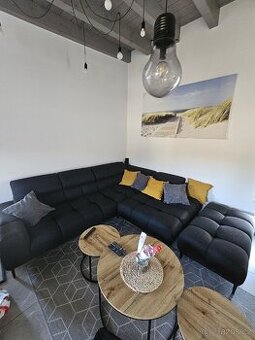 Sedací souprava s elektrickým posuvem + obří taburet