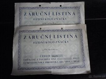 Záruční list-kolo Triglav