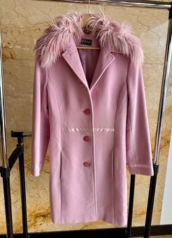 Elegantní růžový kabát s vlnou a kašmírem – vel. 36